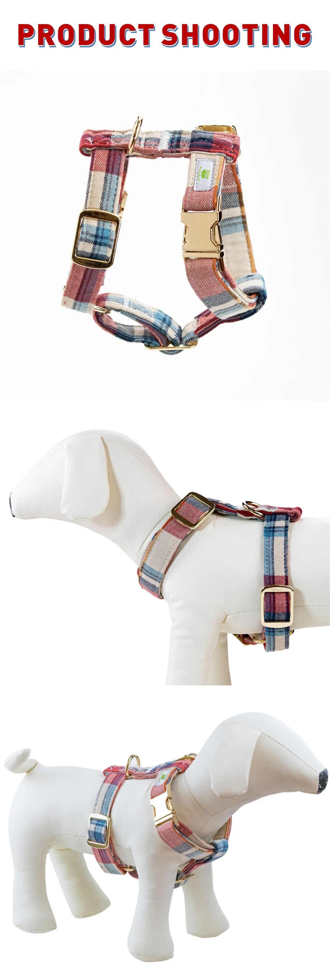 Conjunto de arneses para perros al por mayor para exteriores, arnés de poliéster para mascotas en varios colores para perros y gatos