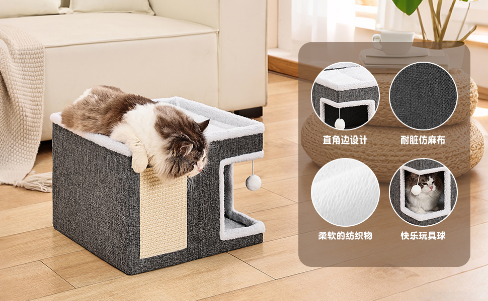 Cama elevada de lujo cómoda para perros, verano refrescante, redonda, con cojines removibles, espuma transpirable, diseño de dibujos animados, cuna de madera para mascotas