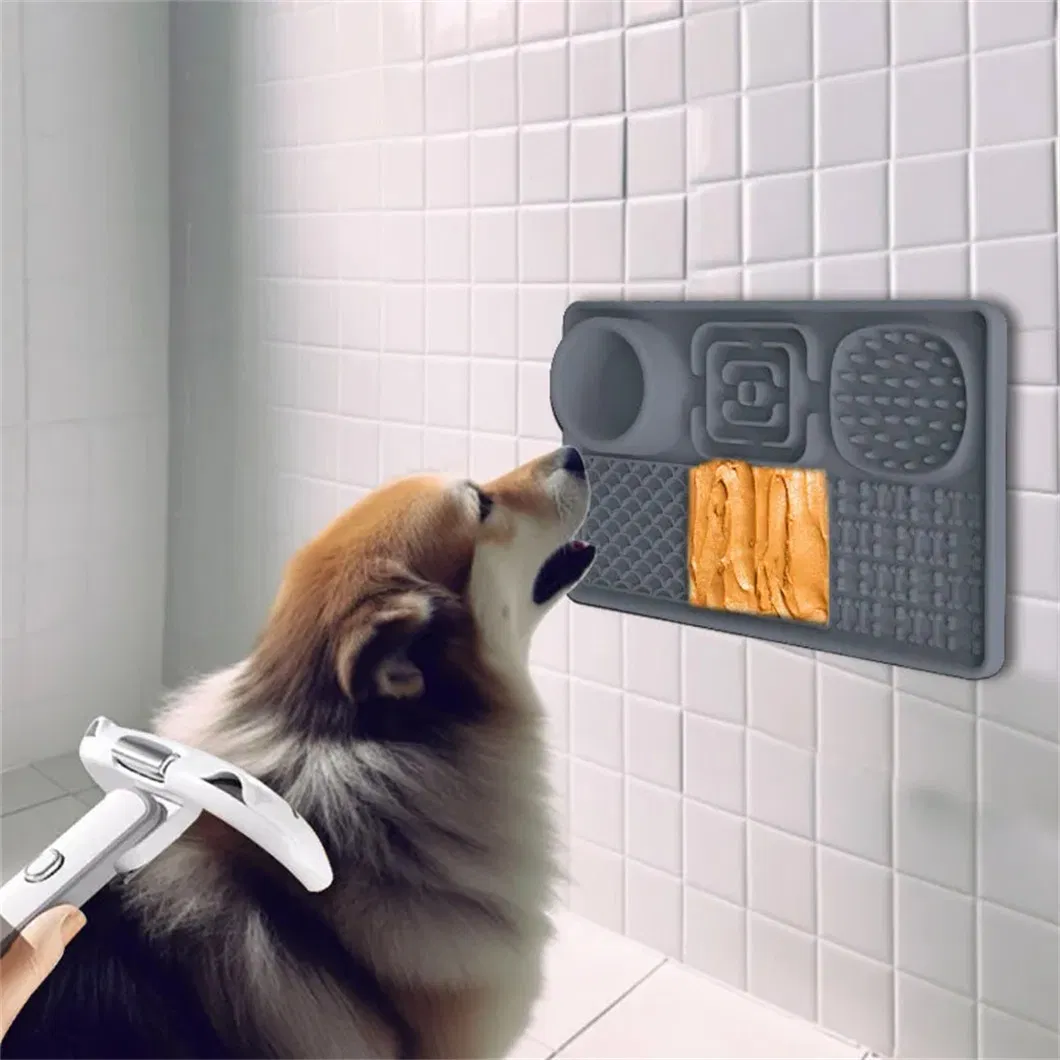 Nuevo cuadrado rectangular antideslizante alimentador lento de silicona para perros, alfombrilla de lamido