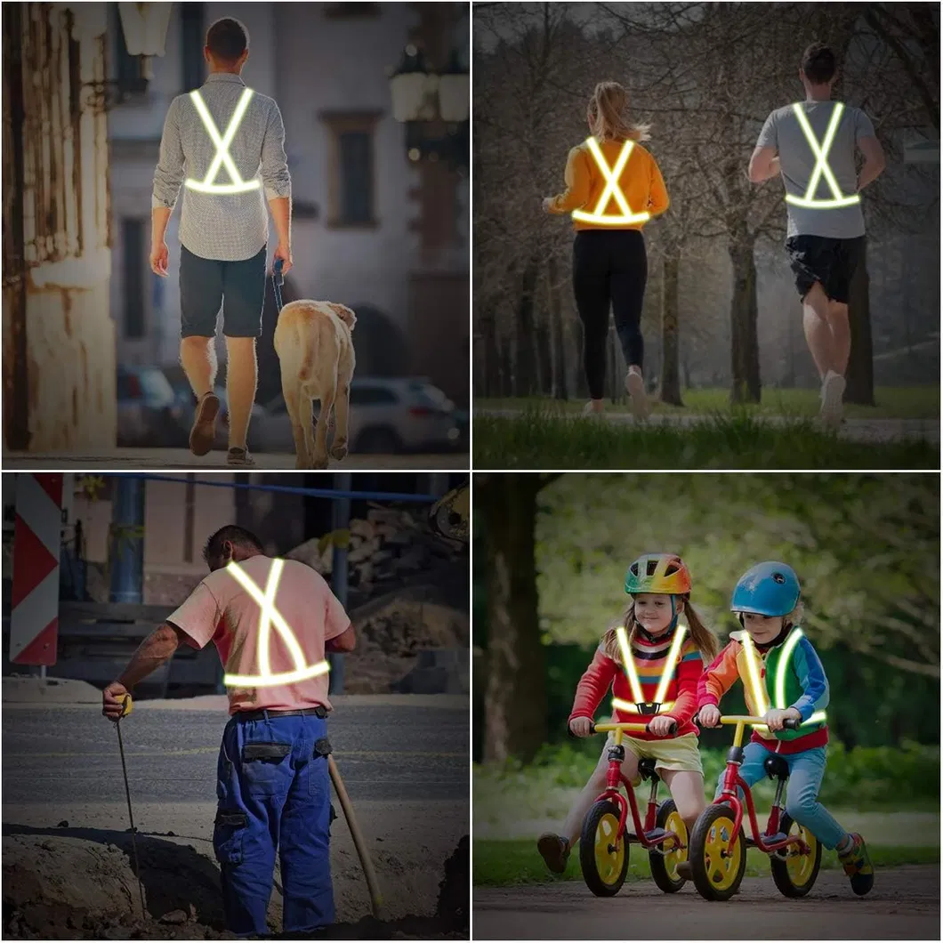 Chaleco de seguridad ajustable alto con visibilidad reflectante y franjas, correas reflectantes -RS01