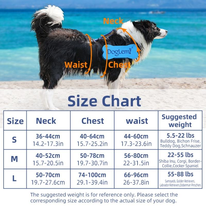 Chaleco de seguridad para perros azul transpirable con anillo en D para navegación y piscina