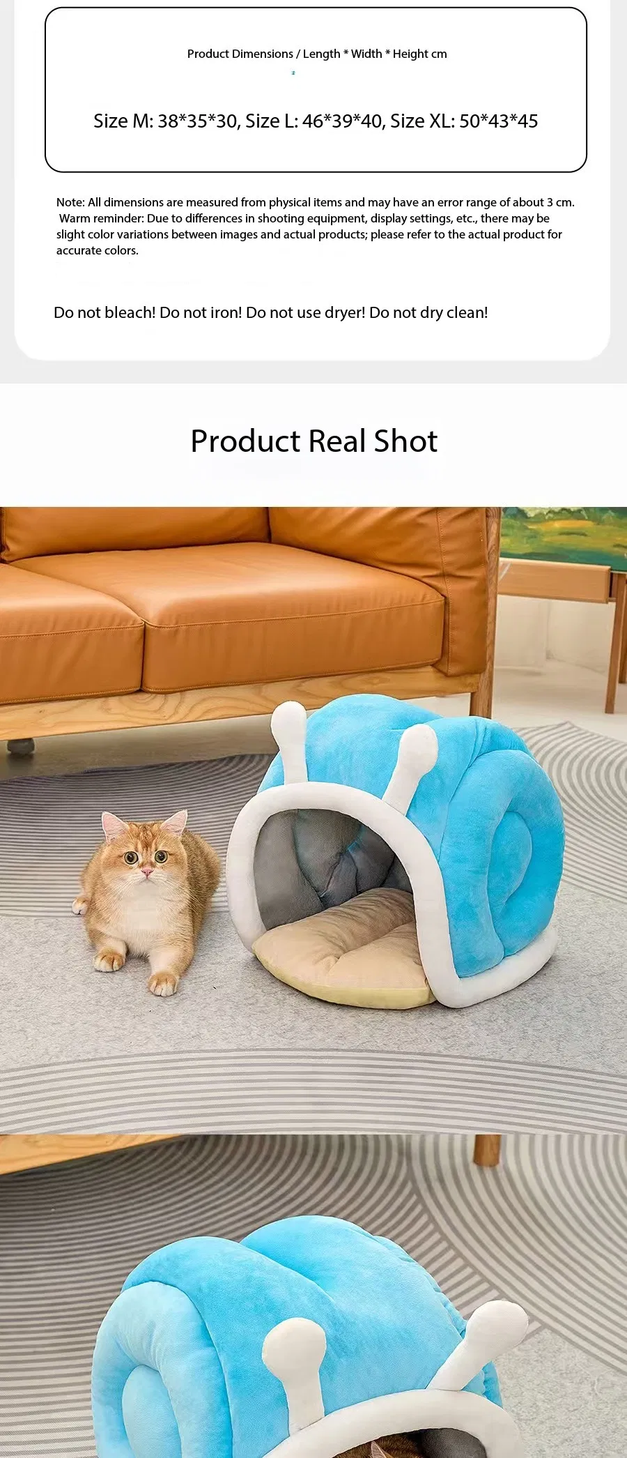 Cama para perros y gatos en forma de caracol, semi cerrada, discreta y segura, moderna, de felpa cómoda para el invierno