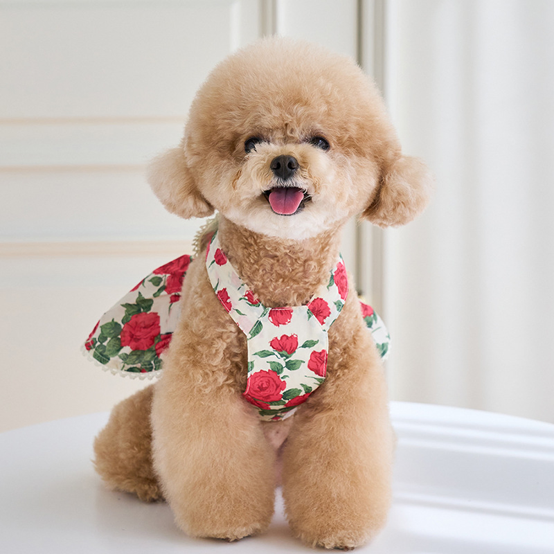 Vestido de Rosa para Perro Gato Teddy Bichón Ropa para Mascotas