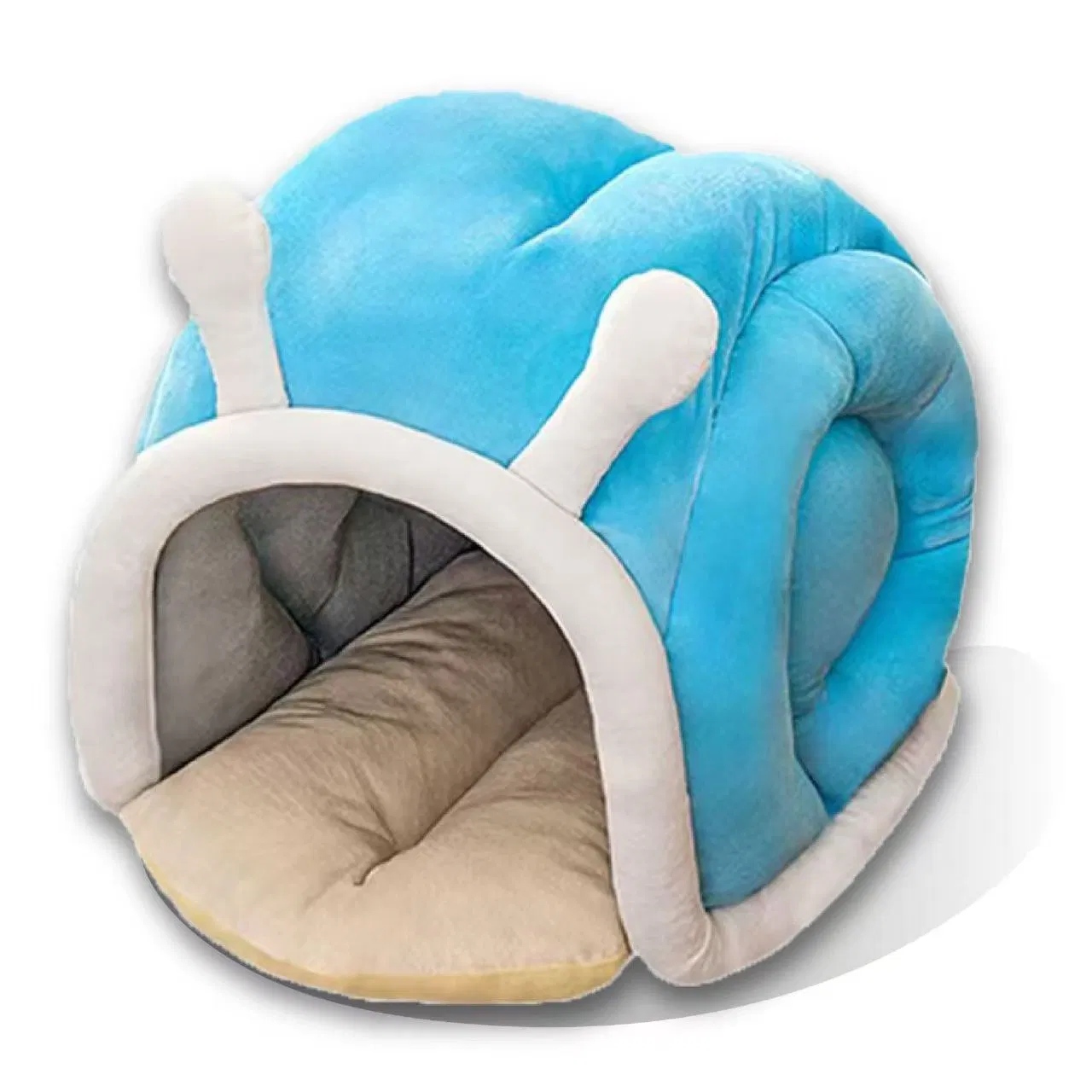 Cama para perros y gatos en forma de caracol, semi cerrada, discreta y segura, moderna, de felpa cómoda para el invierno
