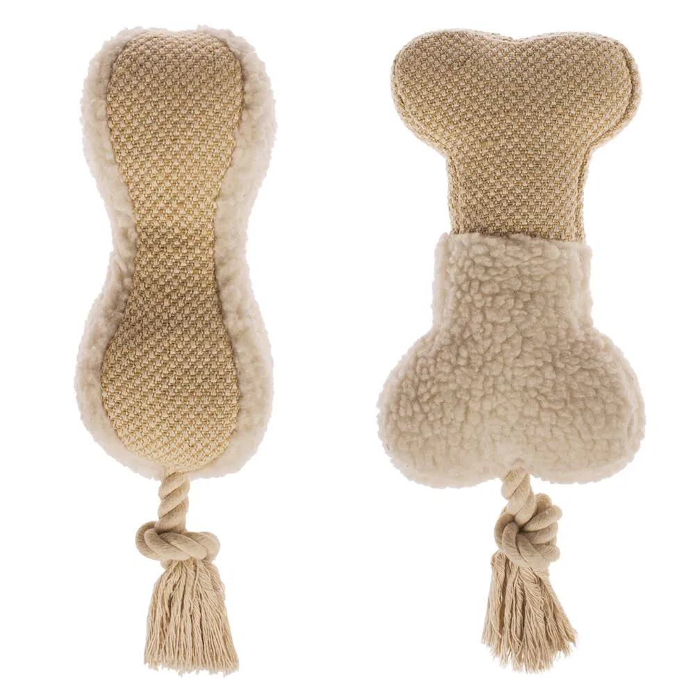 Juguetes de peluche interactivos para perros Rena, forma de cuerda de algodón para masticar y que hace ruido