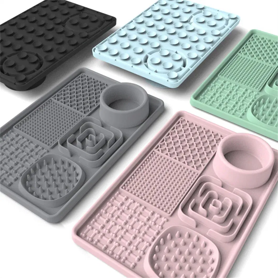 Nuevo cuadrado rectangular antideslizante alimentador lento de silicona para perros, alfombrilla de lamido
