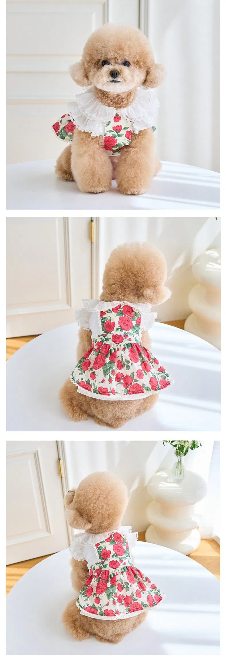 Vestido de Rosa para Perro Gato Teddy Bichón Ropa para Mascotas