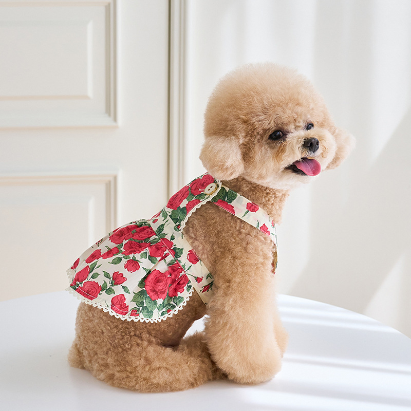 Vestido de Rosa para Perro Gato Teddy Bichón Ropa para Mascotas