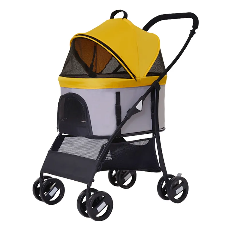 Bolsa de transporte para perros y gatos de tela Oxford con carrito de acero inoxidable