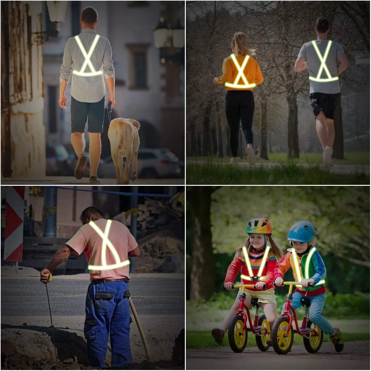 Chaleco de seguridad ajustable alto con visibilidad reflectante y franjas, correas reflectantes -RS01