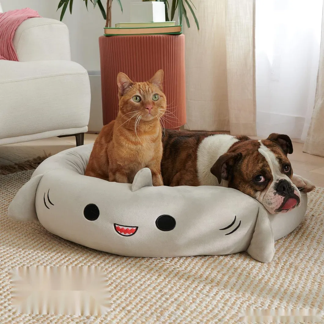 Cama para perros antideslizante en forma de pulpo al por mayor - Cama redonda de felpa para perros pequeños y medianos, cómoda y con fondo antideslizante