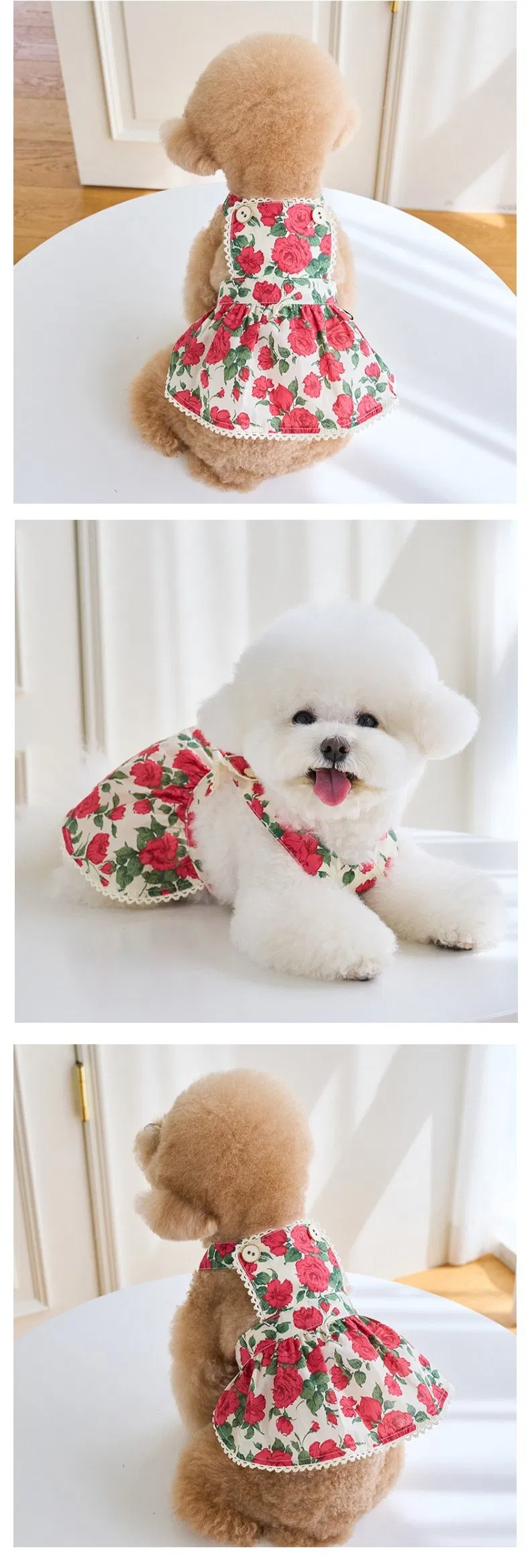 Vestido de Rosa para Perro Gato Teddy Bichón Ropa para Mascotas