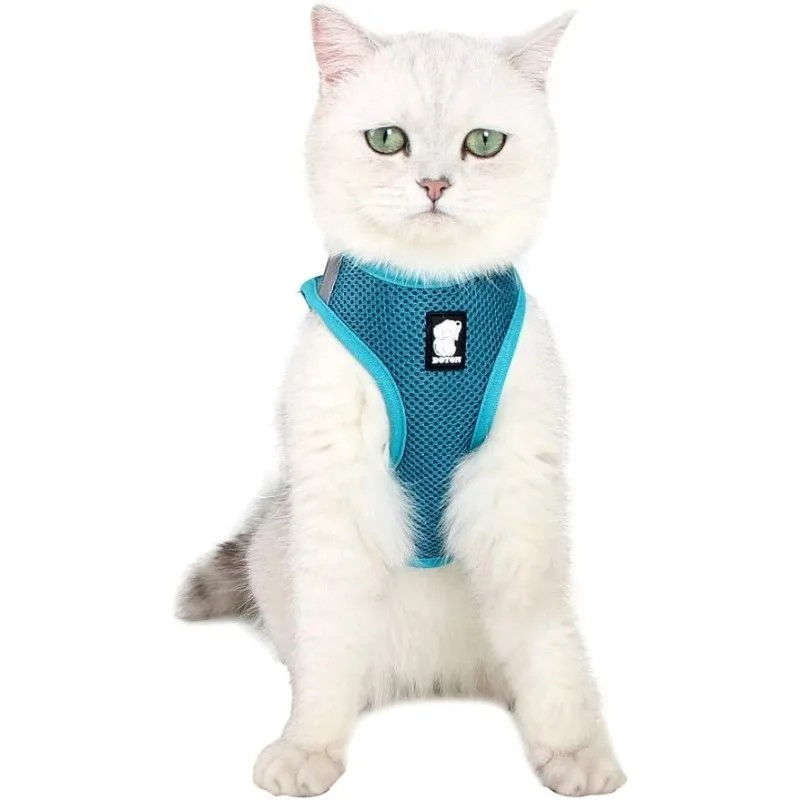 Arnés para gatos con correa suave de malla transpirable reflectante, arnés para caminar perros y gatos, ajustable para gatitos y cachorros, accesorios para gatos
