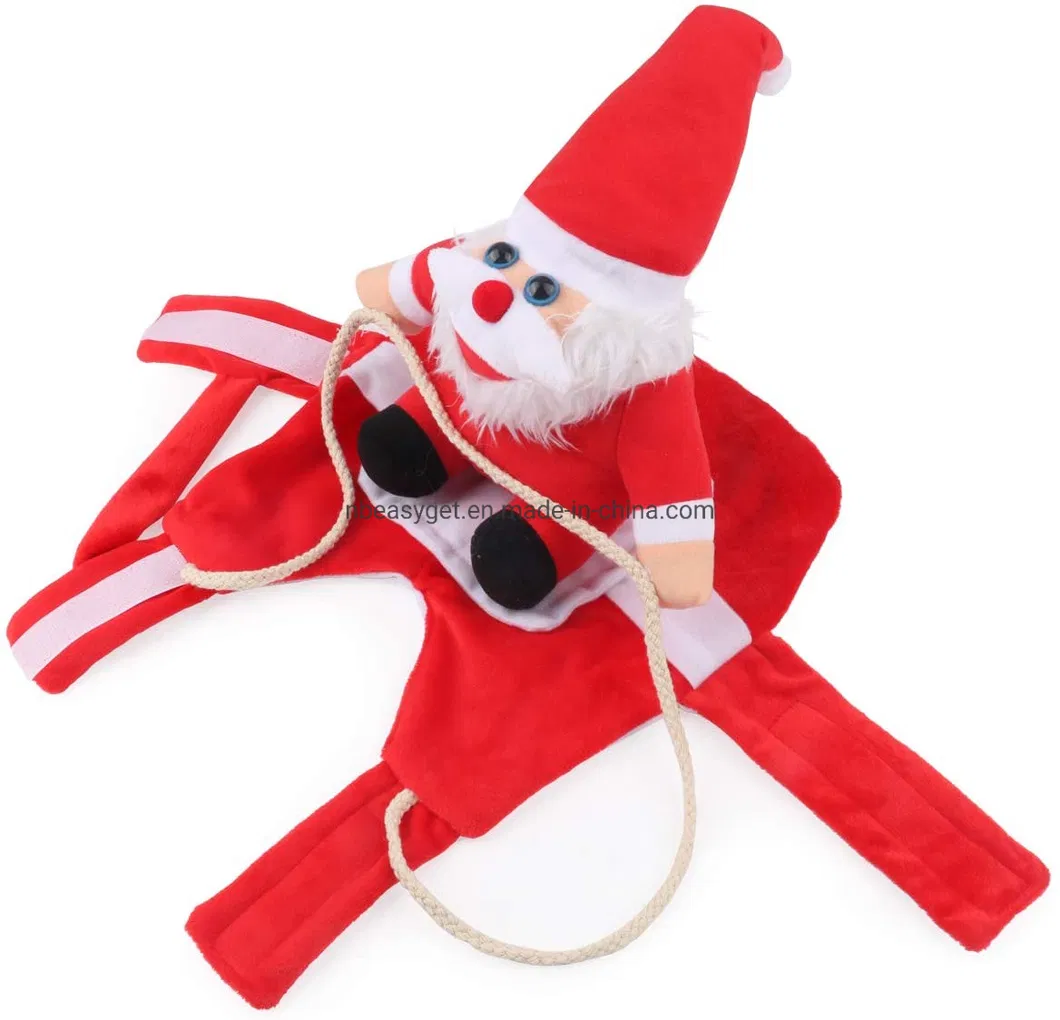 Disfraz de perro divertido de Santa Claus montando, ropa navideña para mascotas, ropa de fiesta Esg12467