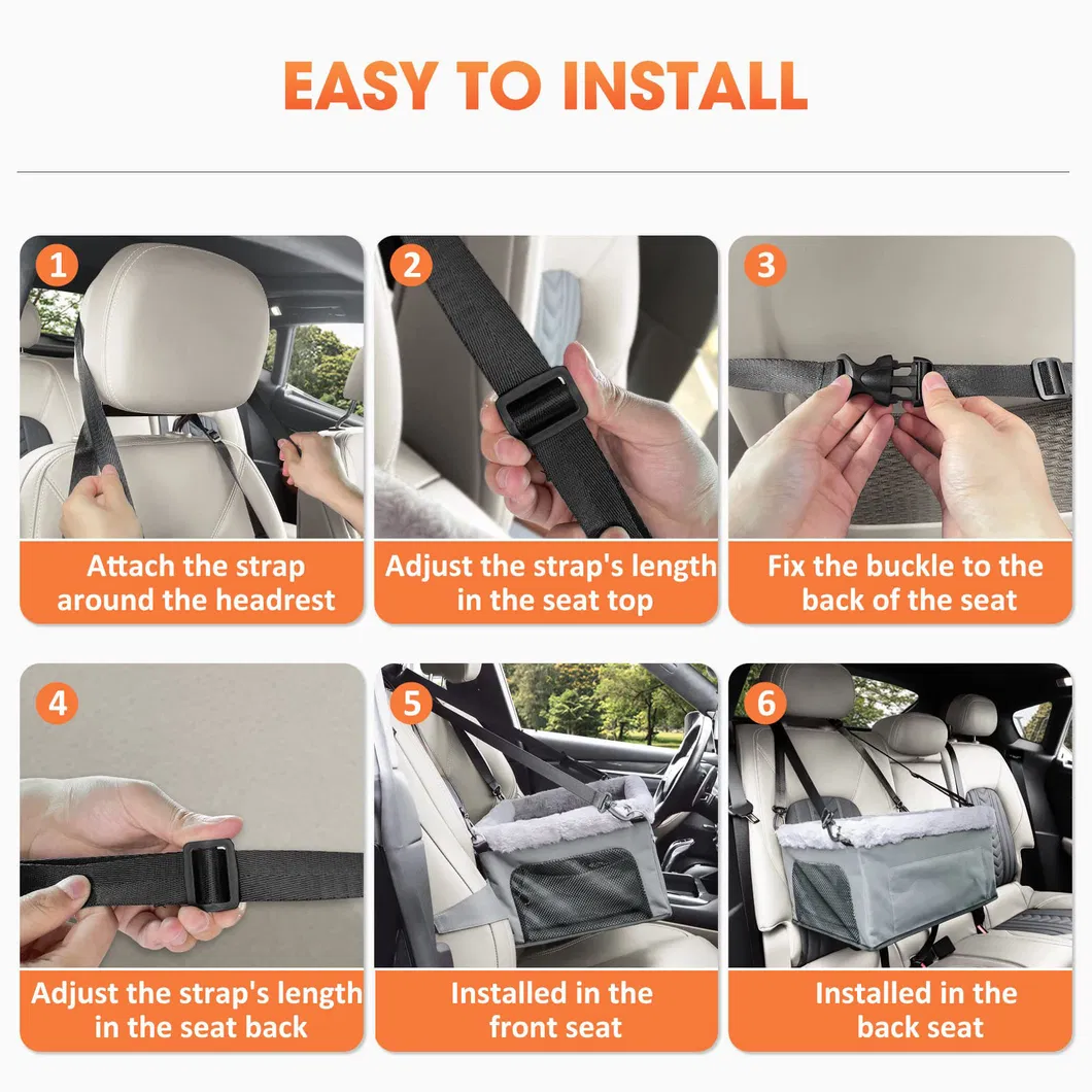 Asiento elevador para perros, transportadora, cama de malla transpirable, marco de metal, bolsa de viaje, hebilla de seguridad, asiento para perros en el coche
