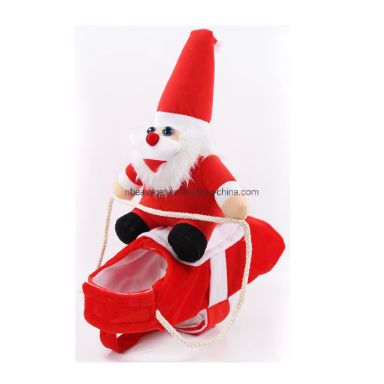 Disfraz de perro divertido de Santa Claus montando, ropa navideña para mascotas, ropa de fiesta Esg12467