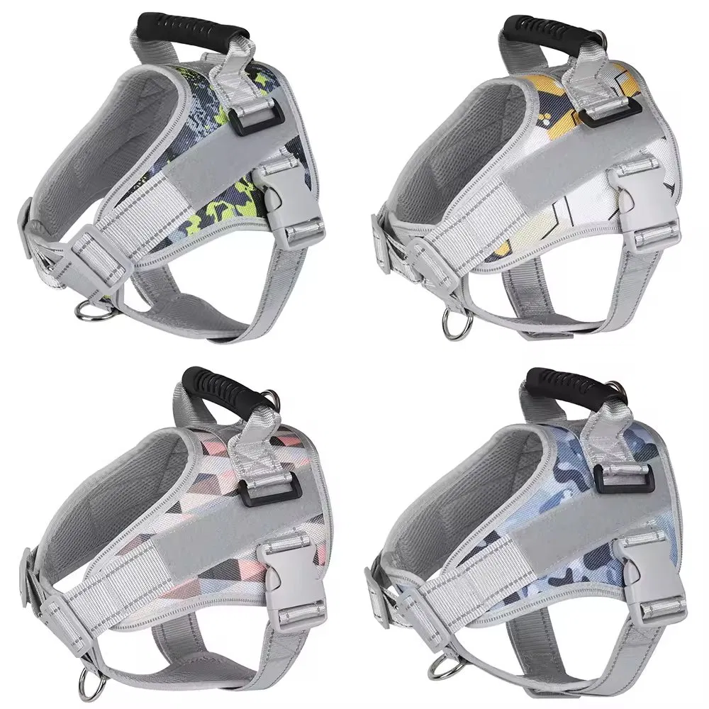 Arnés y correa de nylon duradero para gatos y perros al por mayor, suave malla de aire, arnés de entrenamiento para caballos que brilla, chaleco impermeable, suministro para mascotas, arnés para perros medianos y grandes