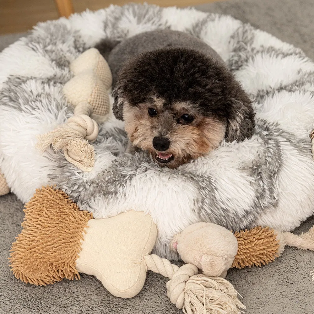 Juguetes de peluche interactivos para perros Rena, forma de cuerda de algodón para masticar y que hace ruido
