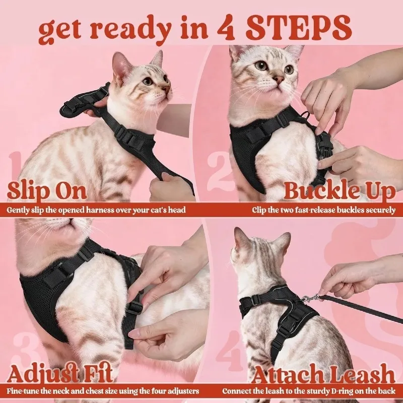 Arneses para gatos de todas las estaciones y cuerdas de salida, correas para el pecho de mascotas para aventuras al aire libre, nuevo arnés para mascotas