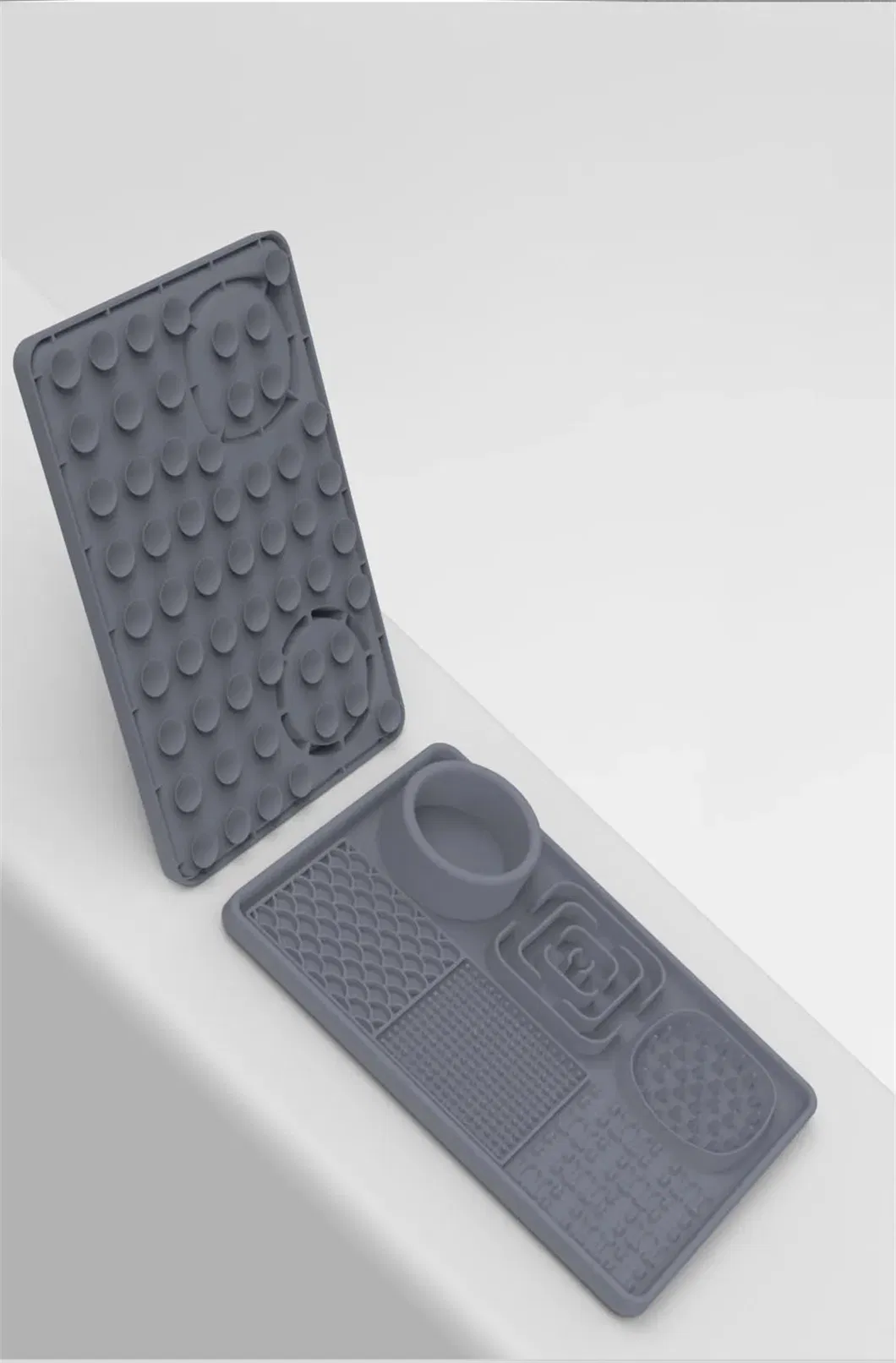 Nuevo cuadrado rectangular antideslizante alimentador lento de silicona para perros, alfombrilla de lamido
