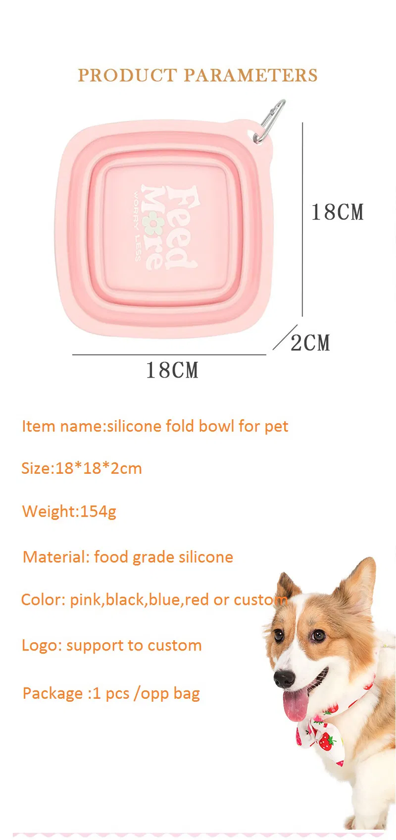 Tazón de viaje de silicona colapsable para mascotas