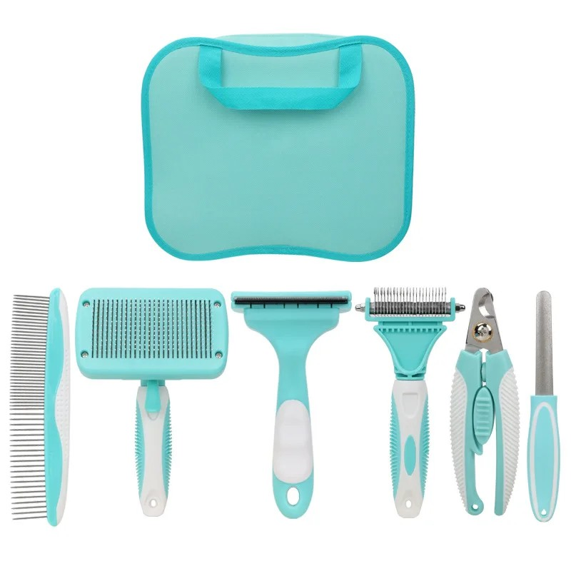 Kit de Cuidado de Mascotas 6 Herramientas Peine para Eliminación de Pelo de Perro Suministros para Mascotas Peine para Perro Cepillo para Gato Peine para Eliminación de Pelo de Perro Conjunto de Aseo para Mascotas