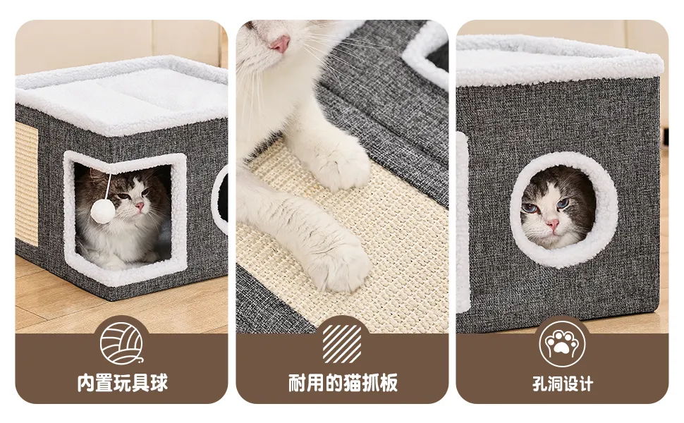 Cama elevada de lujo cómoda para perros, verano refrescante, redonda, con cojines removibles, espuma transpirable, diseño de dibujos animados, cuna de madera para mascotas