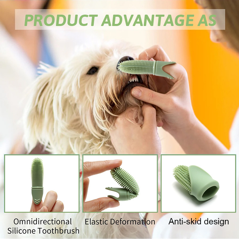 Cepillo de dientes para mascotas, fundas de dedo, cepillo de silicona para gatos y perros, cuidado dental para mascotas, herramientas para el cuidado de los dientes de los perros