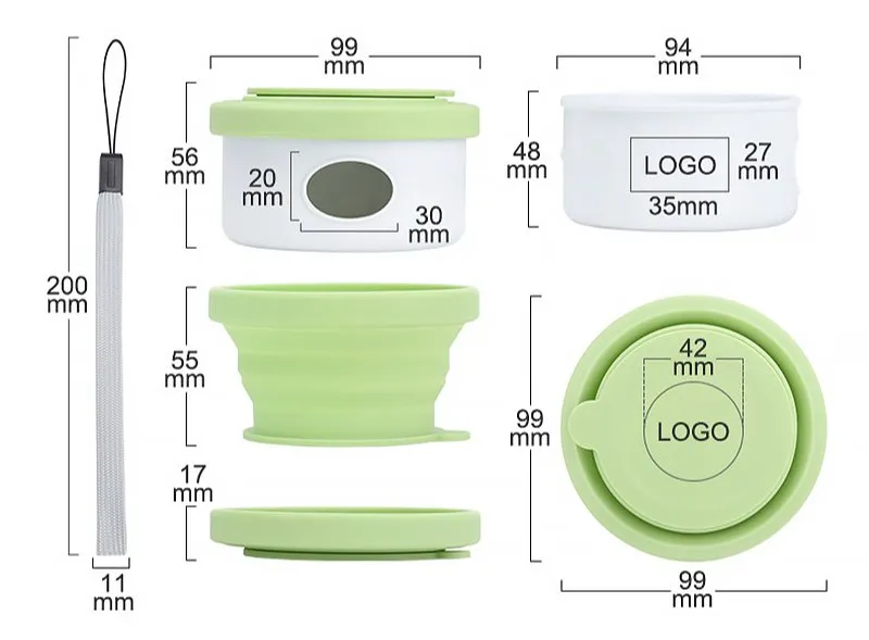Especificaciones de dimensiones del kit de viaje