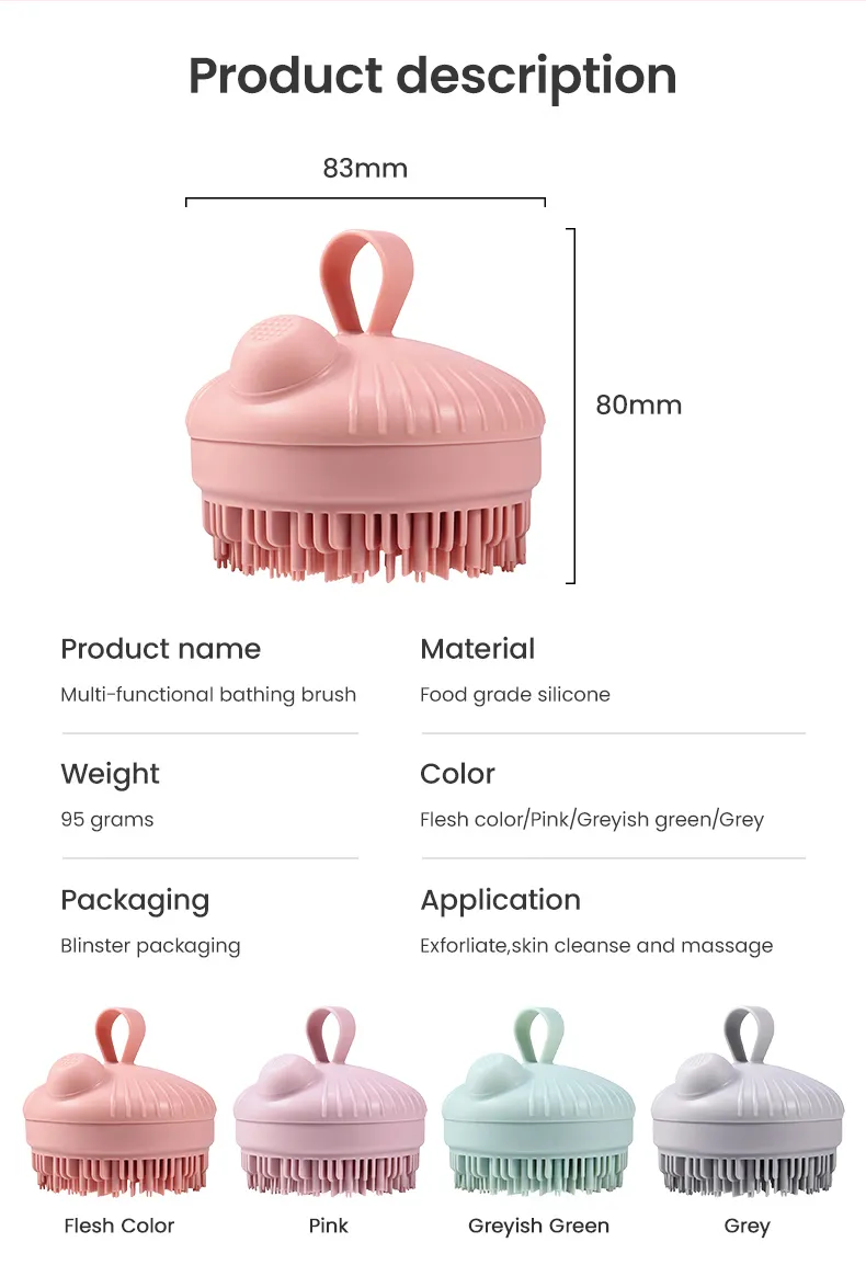 Cepillo de baño de silicona para mascotas, diseño de mano, tamaño personalizado, libre de BPA, para el cuidado de la piel, limpieza del cuero cabelludo, exfoliación, accesorio de baño para perros y gatos