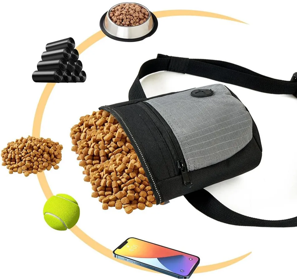 Bolsita magnética para golosinas de perro con dispensador de bolsas para desechos para entrenamiento