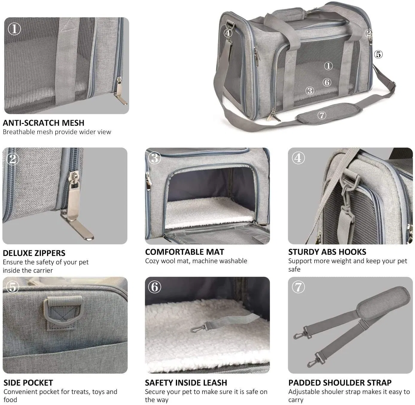 Bolsa transportadora expandible y plegable para mascotas para viajar con ventanas de malla transpirable, diseño duradero y ligero para gatos y perros pequeños, uso en interiores y exteriores
