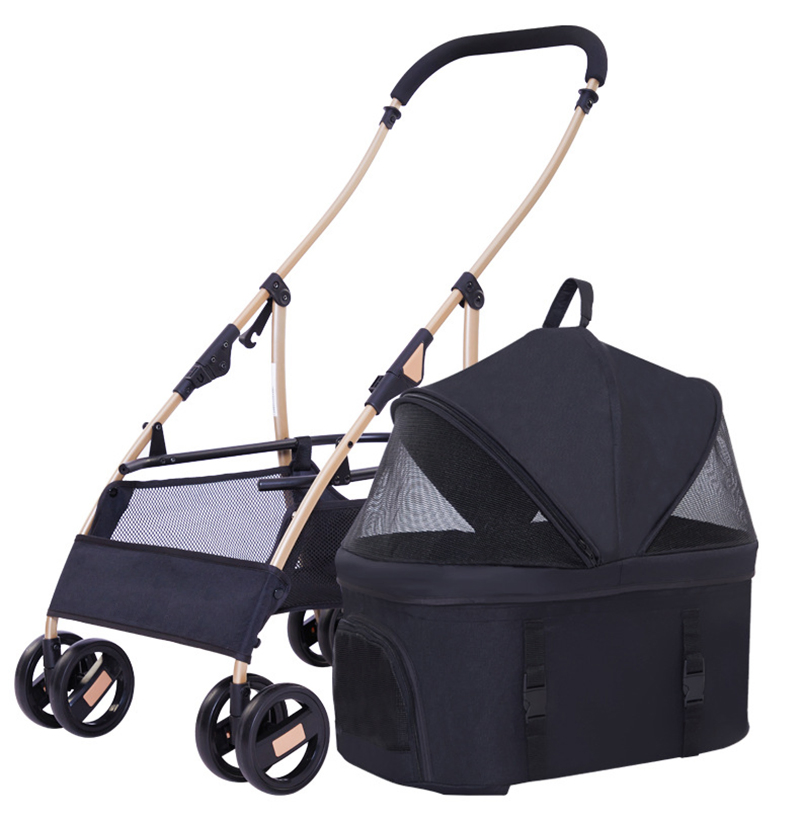 Bolsa de transporte para perros y gatos de tela Oxford con carrito de acero inoxidable
