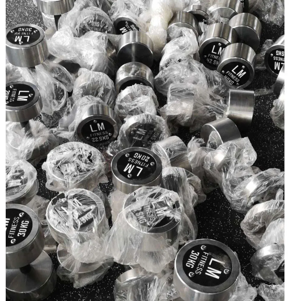 High Quality Stainless Steel Dumbbell Set Chrome Dumbbells Rotate Dumbbell Free Weights