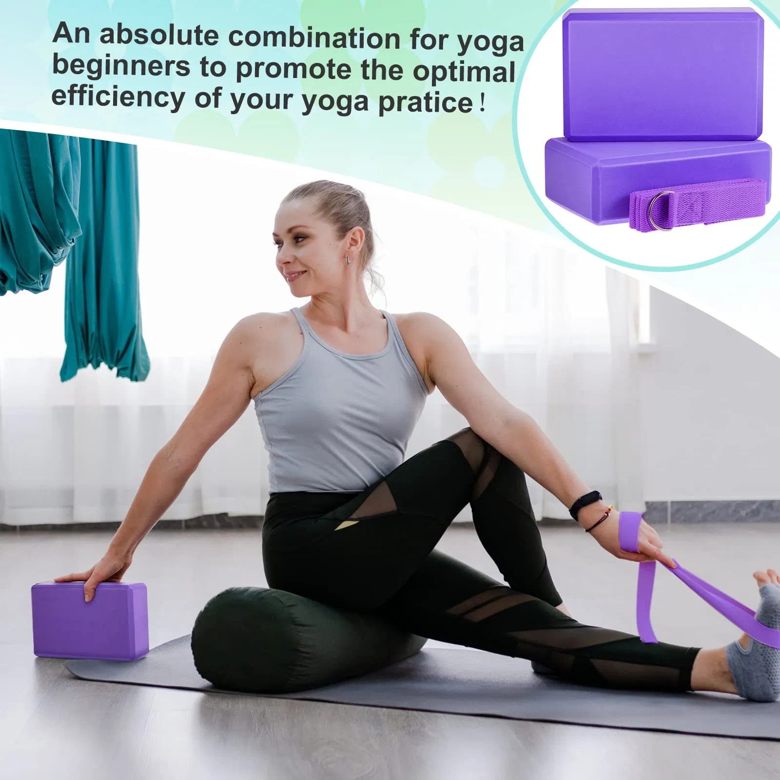 Soft Non Slip Yoga Foam Straps Exercise Stretching Workout Fitness Yoga Block