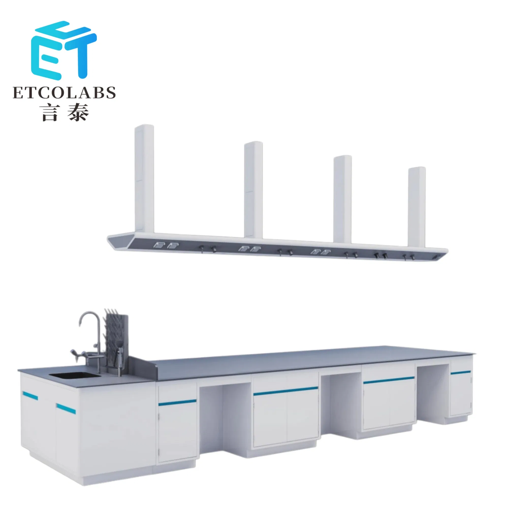 All-Steel Central Lab Workbench with Storage - Chemical Resistant Lab Island Table