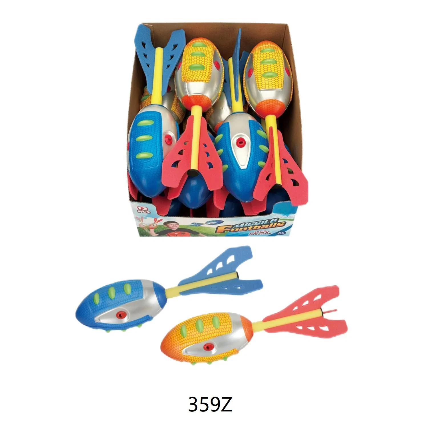 32cm Soft Foam Missile Launcher Outdoor Sports and Fitness Toss Pet Toys with 3 Whistles