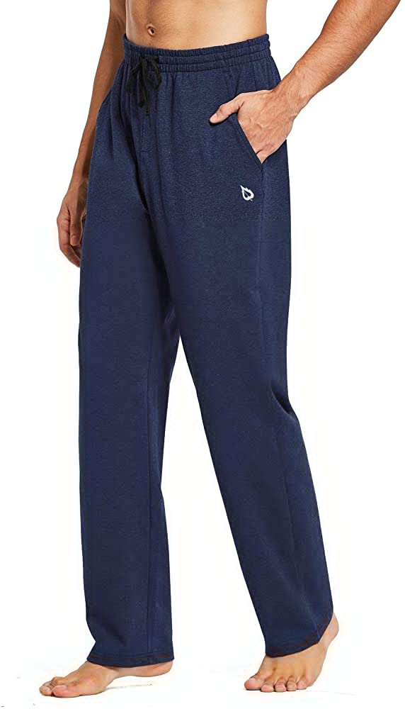 Men′ S Cotton Yoga Sweatpants Open Bottom Joggers Straight Leg Running Casual Loose Fit Athletic Pants with Pockets