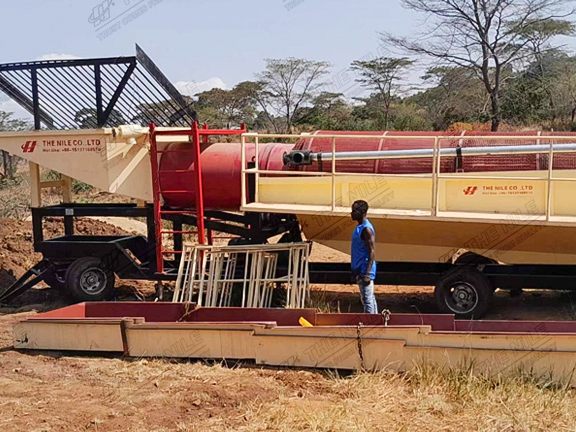 10 T/H High Recovery Alluvial Gold Washing Plant Mobile Small Gold Scale Trommel Screen Mining Machine