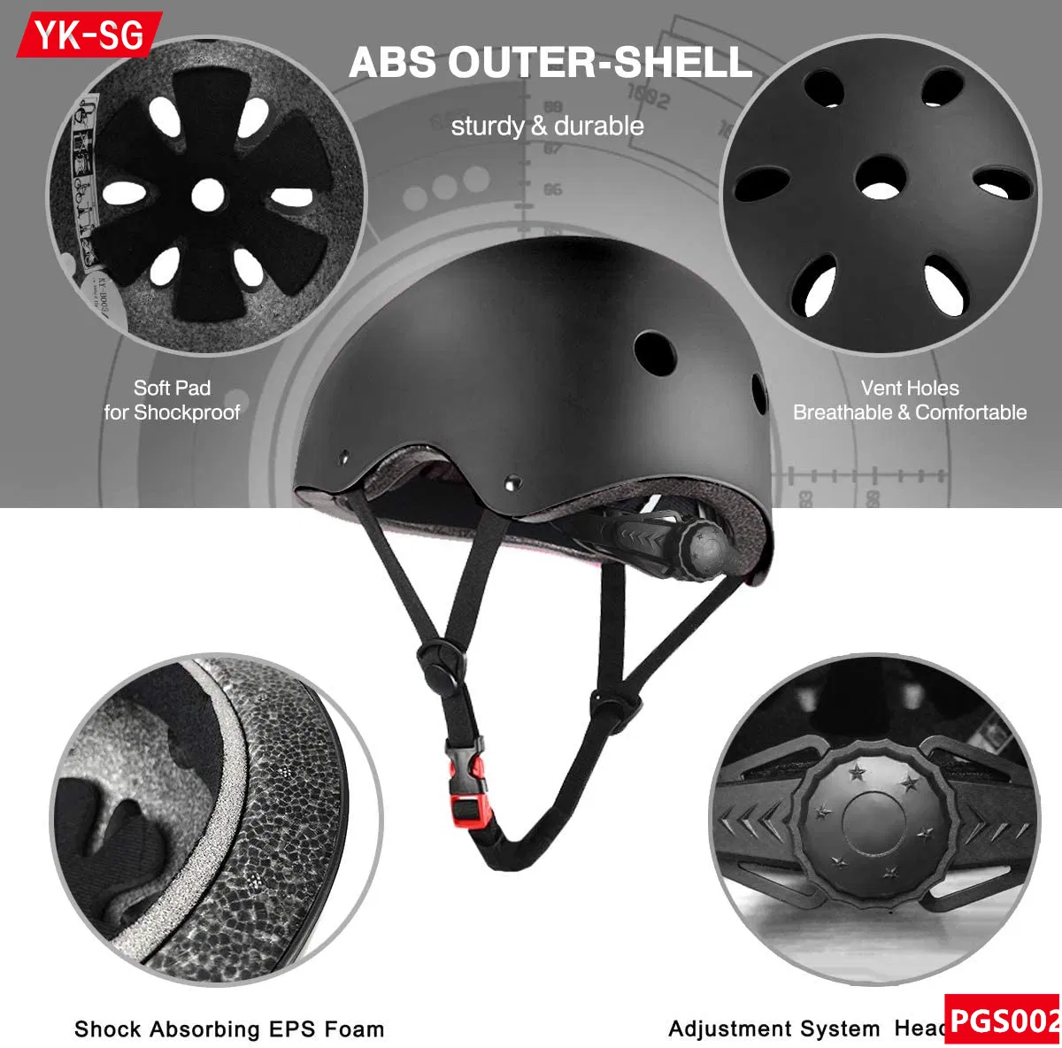 Adjustable Protective Wrist Elbow Knee Pads Set Skate Protective Gear with Helmet