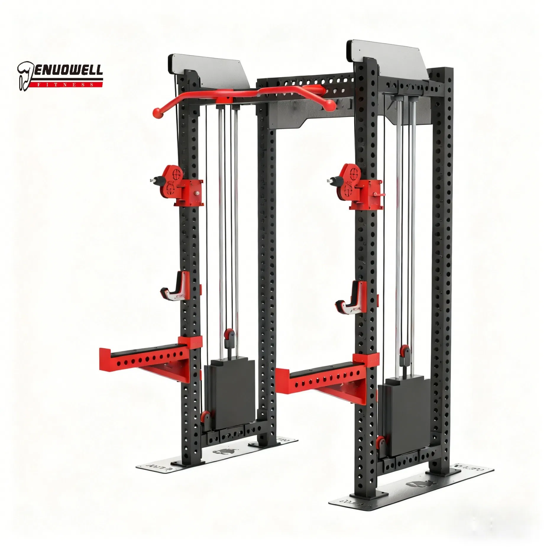 Dual Pulley Iron Functional Trainer Designed with Stainless Steel Bottom Plate Heavy Duty Hooks and Custom Weight Stack Dual Pulley Gym Fitness