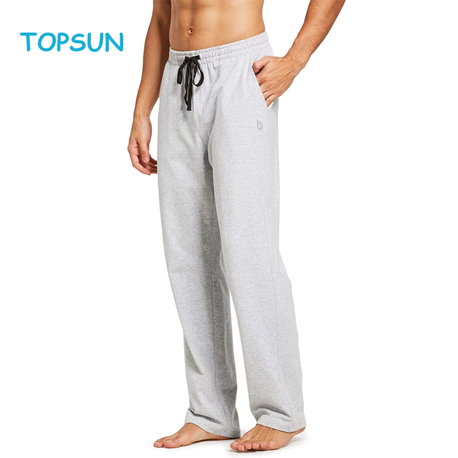 Men′ S Cotton Yoga Sweatpants Open Bottom Joggers Straight Leg Running Casual Loose Fit Athletic Pants with Pockets