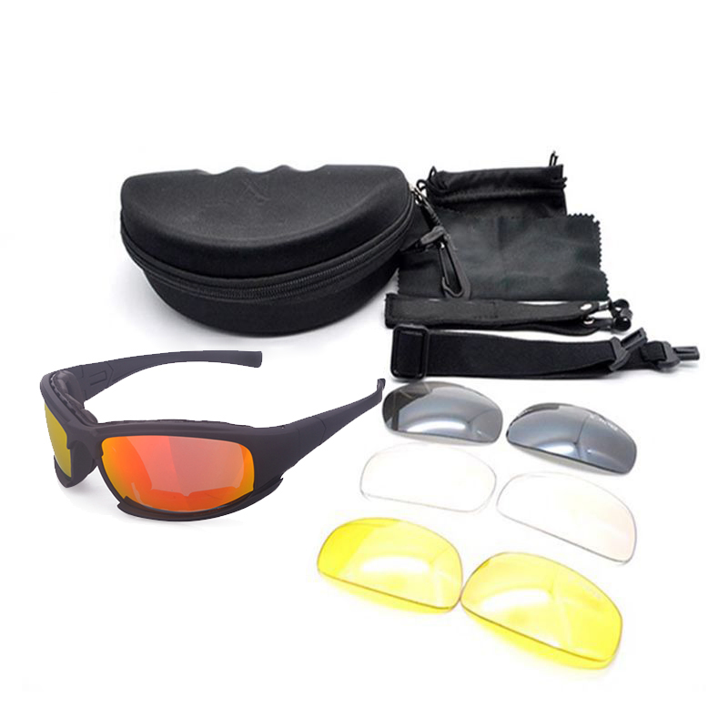 New Fashion Bullet Proof 4 Lens Custom Plastic PC Lens Sport Tactical Combat Ballistic Sunglasses X7 Tactical Eyewear