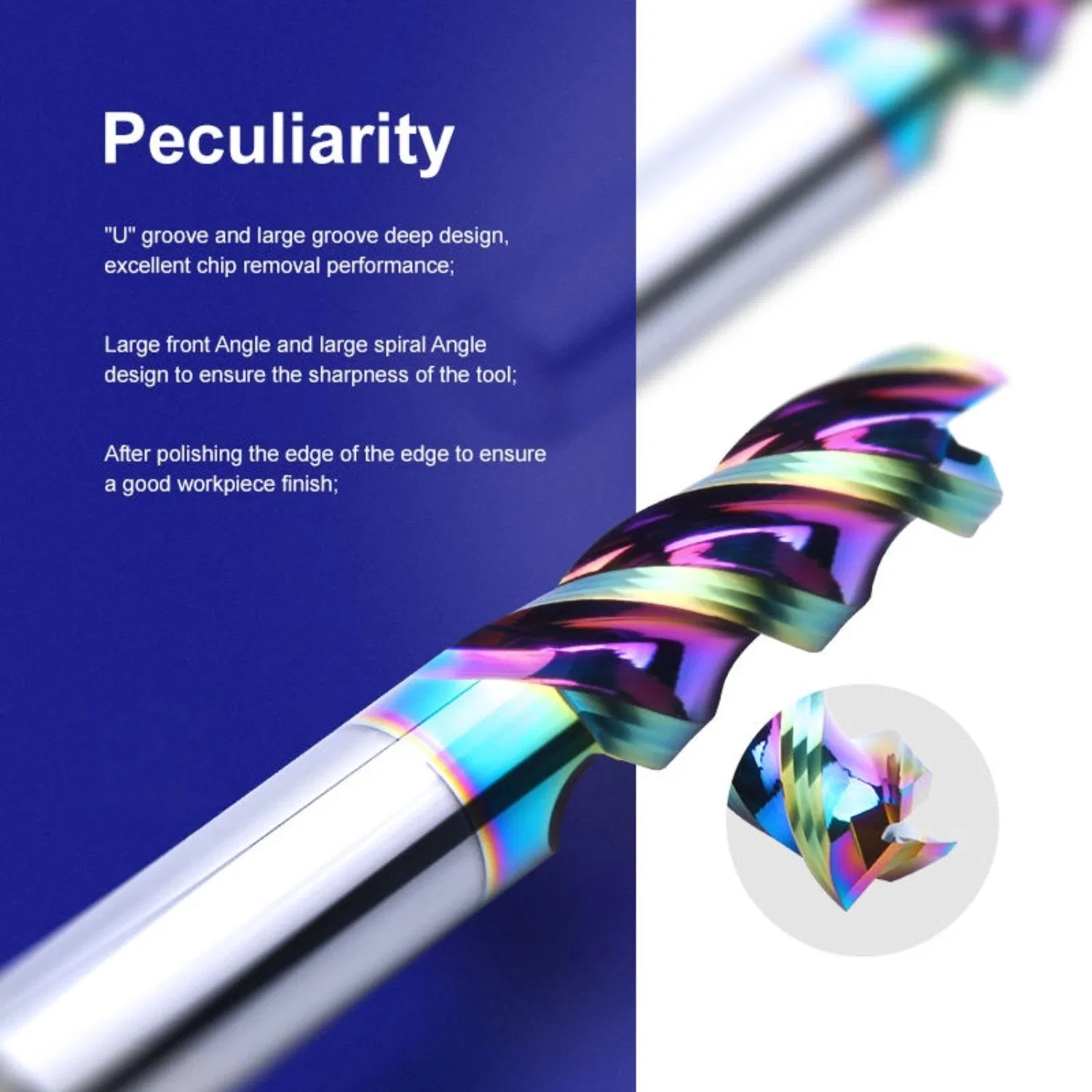 High Temperature Resistance 3-Flute Flat Slot Milling Tools U-Groove Dlc Coating Colorful Metal 580u Series End Mill