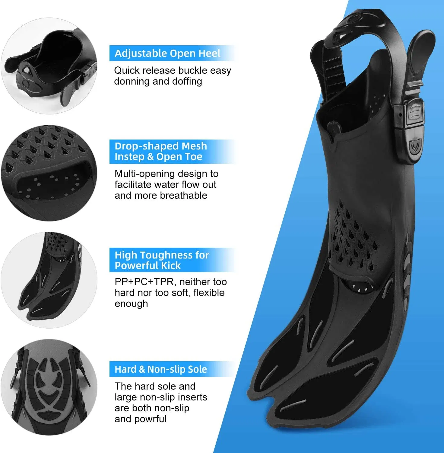 Snorkeling Gear for Adults, Snorkel Set Anti-Fog Anti-Leak, Panoramic View Diving Mask &amp; Dry Top Snorkel, Adjustable Snorkel Fins with Travel Bag for Snorkeling