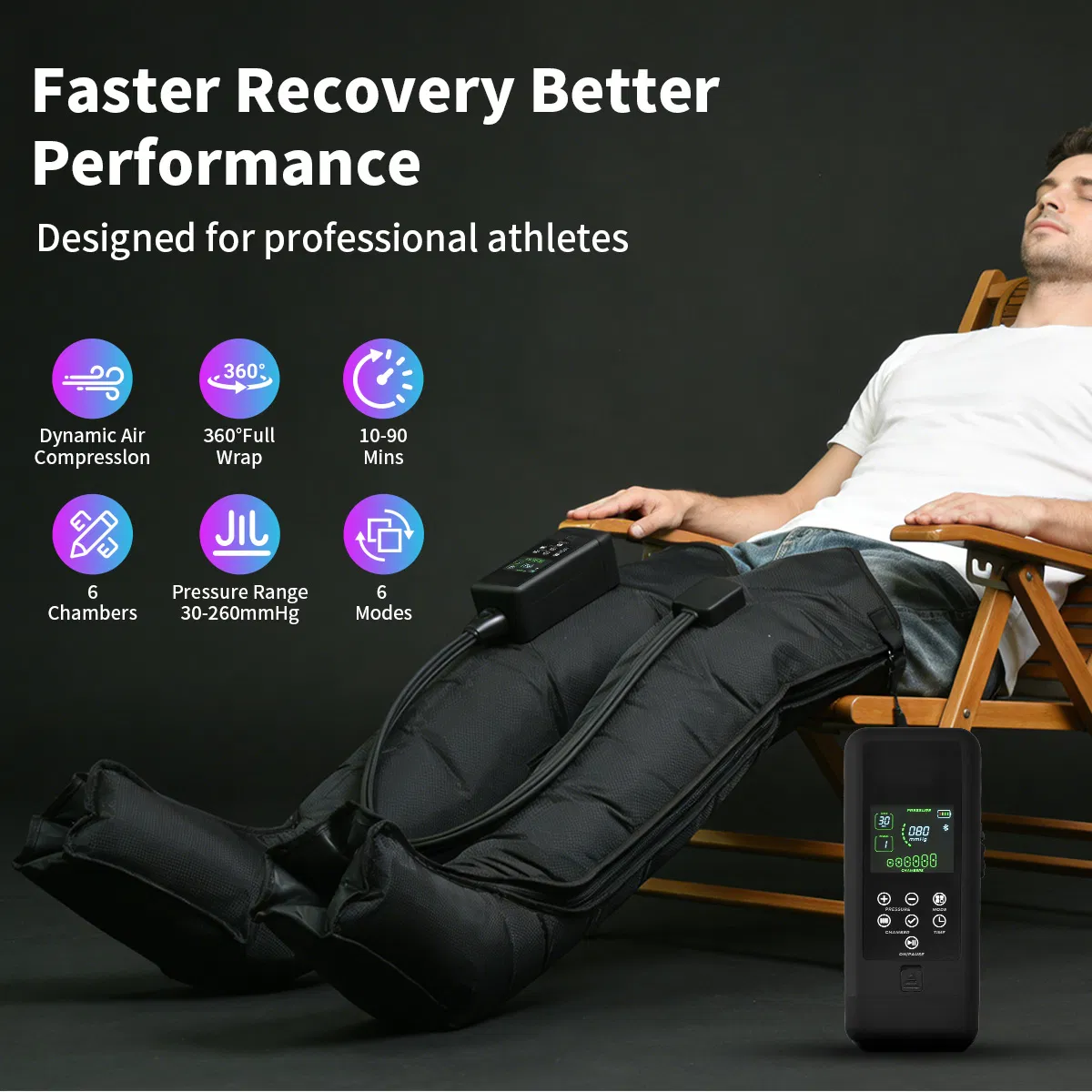 Wireless Air Compression Leg Massager Recovery Boots for Athletes Blood Circulation