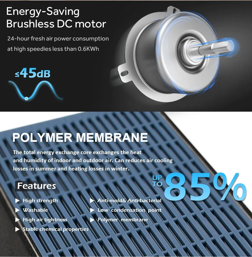 HVAC System Heat Recovery Ventilator Wall Mounted Erv Residential Recuperator