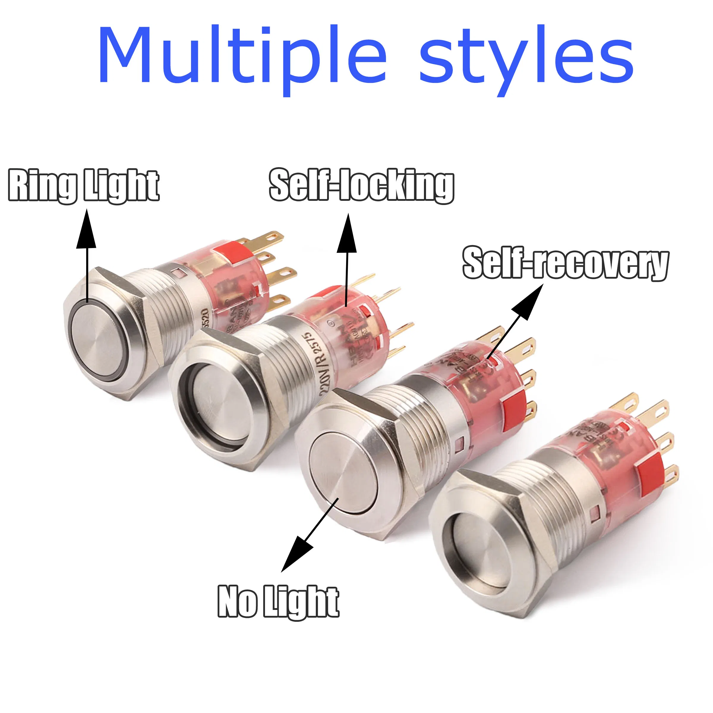 Hban 16mm Flat Head IP67 Waterproof Switch Self-Recovery Stainless Steel Push Button Switch