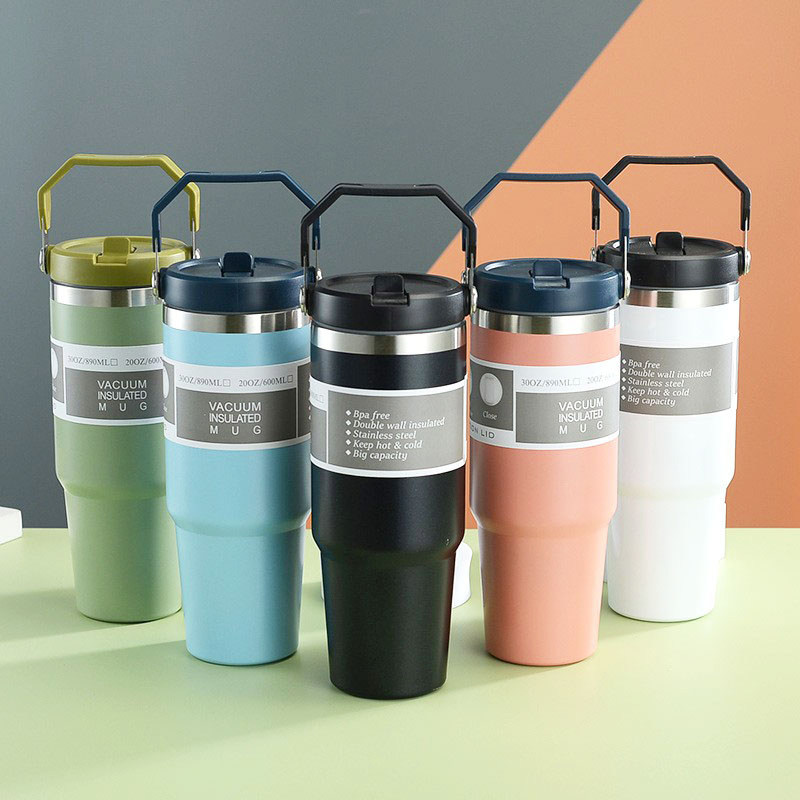 Insulation Cup 304 Stainless Steel Sealed Straw Mug Handy Portable Outdoor Travel Car Sports Fitness Vacuum Cups