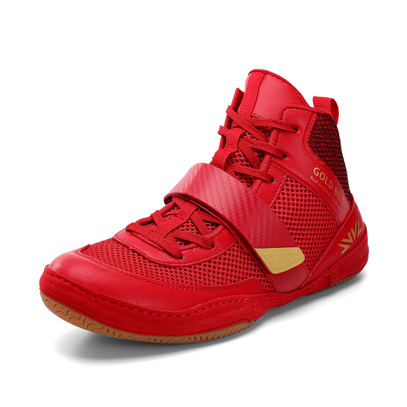 Wholesale Rubber Sole Breathable Non-Slip Professional Gym Sports Training Freestyle Combat Wrestling Boots Boxing Shoes for Men